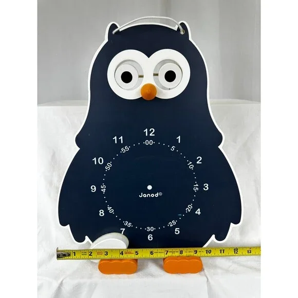 JANOD Owly Teaching/Learning Clock Time Toy w Chalkboard + Removable Number Pegs - Picture 8 of 10